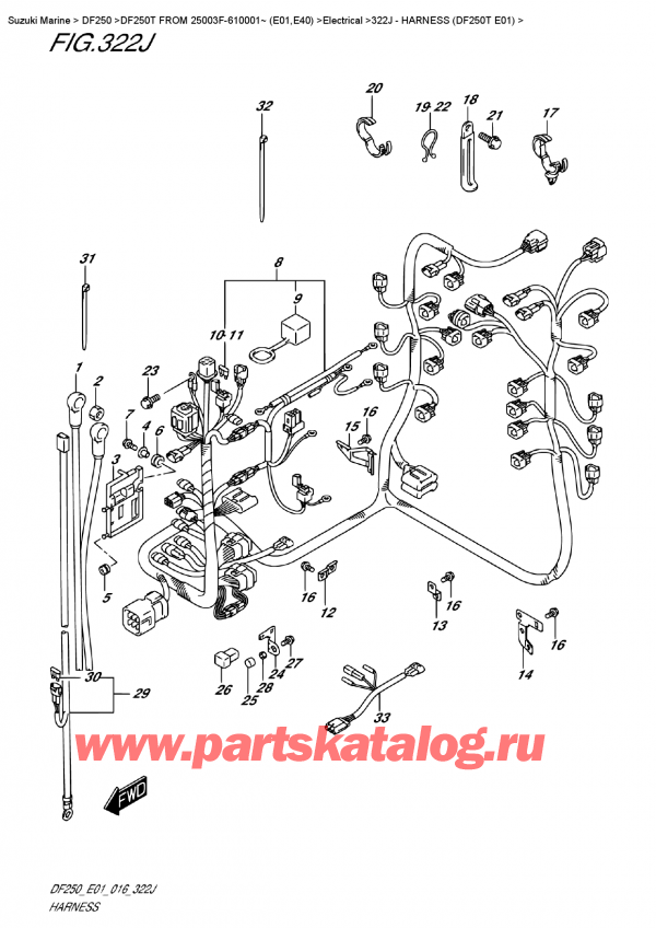  ,    , Suzuki DF250T X / XX FROM 25003F-610001~ (E01)   2016 ,   (Df250T E01) - Harness (Df250T  E01)