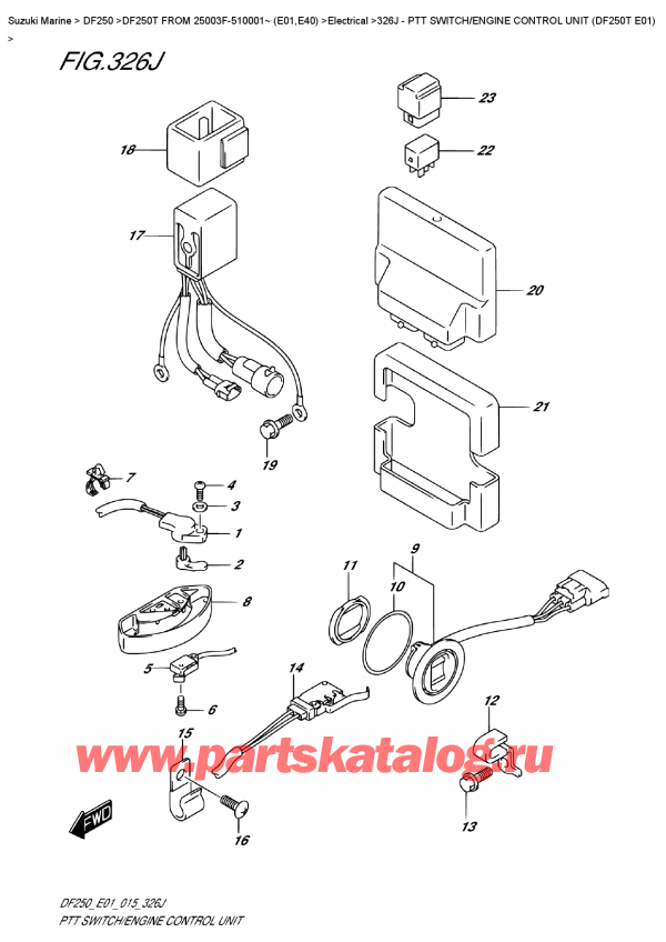  ,   , Suzuki DF250T X/XX FROM 25003F-510001~ (E01)  2015 , Ptt  Switch/engine  Control  Unit  (Df250T  E01)