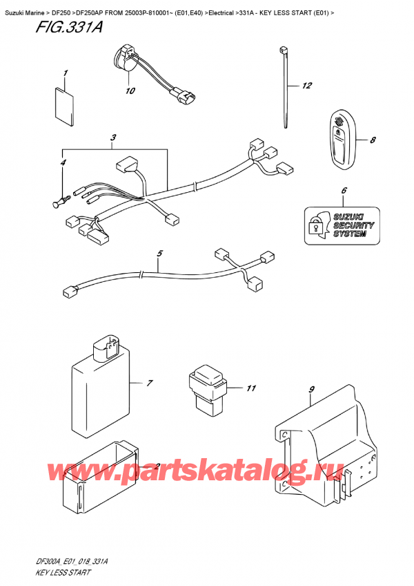 ,   , Suzuki DF250AP X / XX FROM 25003P-810001~ (E01), Key Less Start  (E01)