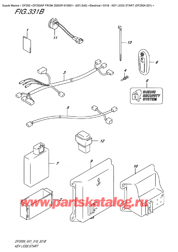  ,   , Suzuki DF250AP L/X FROM 25003P-610001~ (E01)    2016 , Key Less Start (Df250A E01)