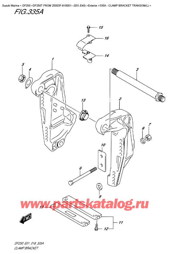  ,   , Suzuki DF250T X / XX FROM 25003F-810001~ (E01)  2018 , Clamp Bracket  Transom(L) /   Transom (L)