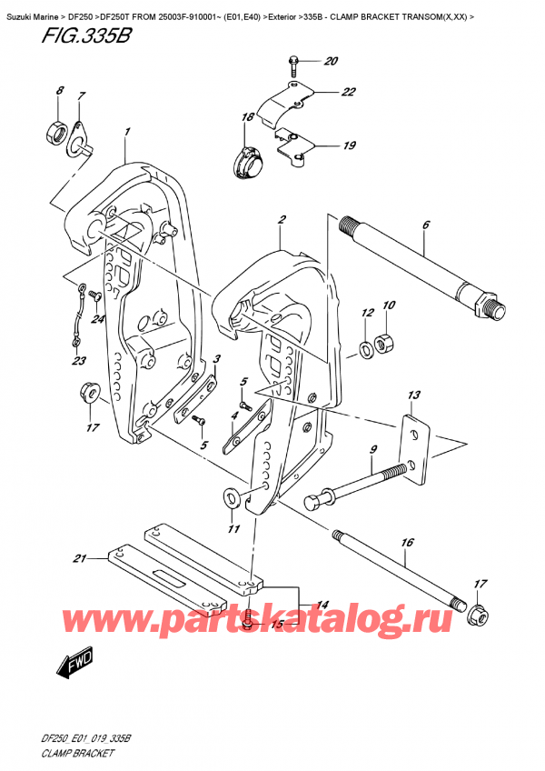  ,    , SUZUKI DF250T X / XX FROM 25003F-910001~ (E01)  2019 ,   Transom (X, xx)