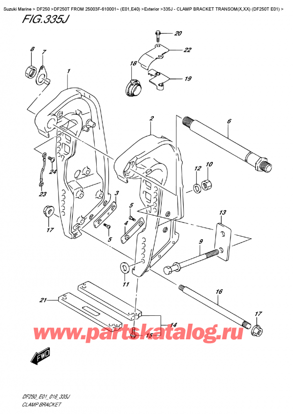   ,   , Suzuki DF250T X / XX FROM 25003F-610001~ (E01)   2016 ,   Transom (X, xx) (Df250T E01) - Clamp Bracket  Transom(X,xx)  (Df250T  E01)