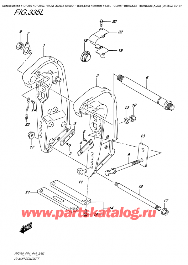  ,   , Suzuki DF250Z X/XX FROM 25003Z-510001~ (E01)  2015 , Clamp Bracket  Transom(X,xx)  (Df250Z  E01)