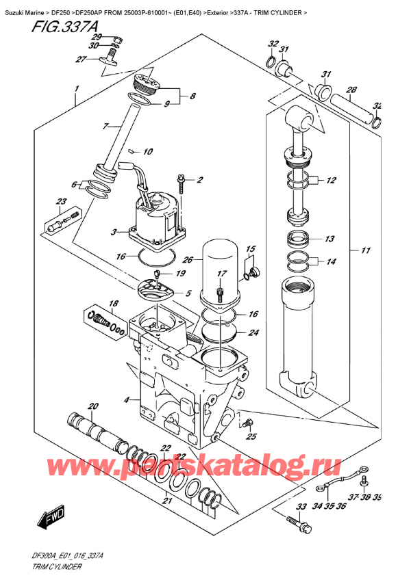   ,   , SUZUKI DF250AP L/X FROM 25003P-610001~ (E01)  , Trim Cylinder /  
