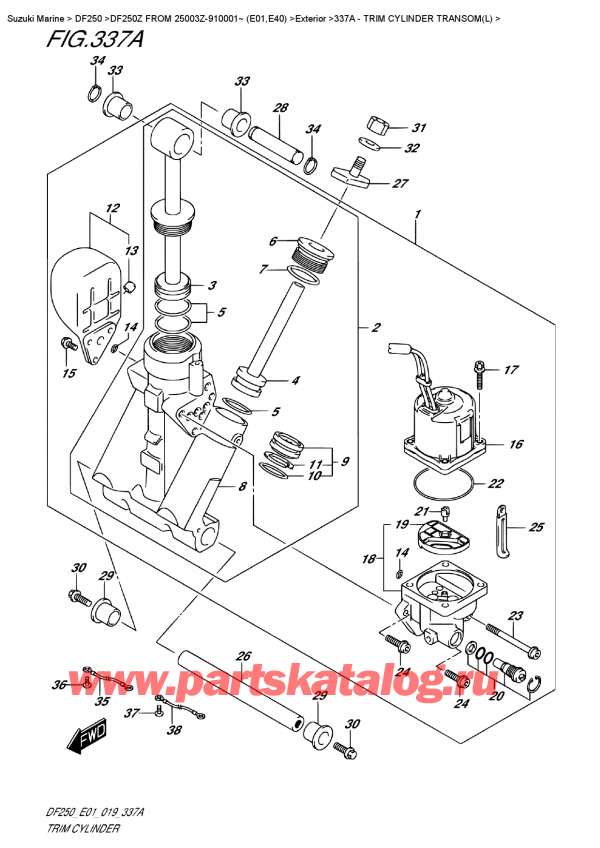   ,   , Suzuki DF250Z X / XX FROM 25003Z-910001~ (E0)  2019 , Trim  Cylinder  Transom(L) -   Transom (L)