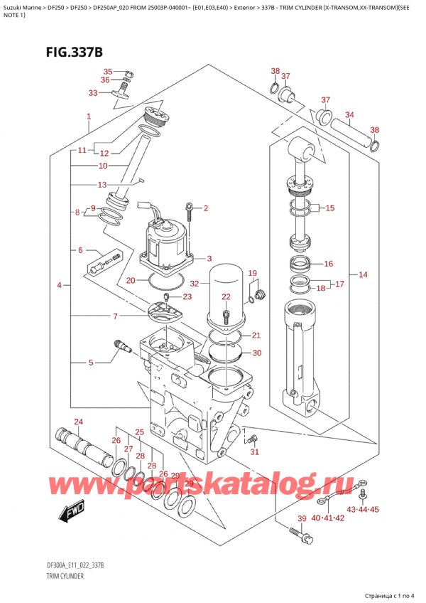  ,   , Suzuki Suzuki DF250AP X / XX FROM 25003P-040001~  (E01 020), Trim  Cylinder  (XTransom,XxTransom)(See -   (XTransom, XxTransom) (See