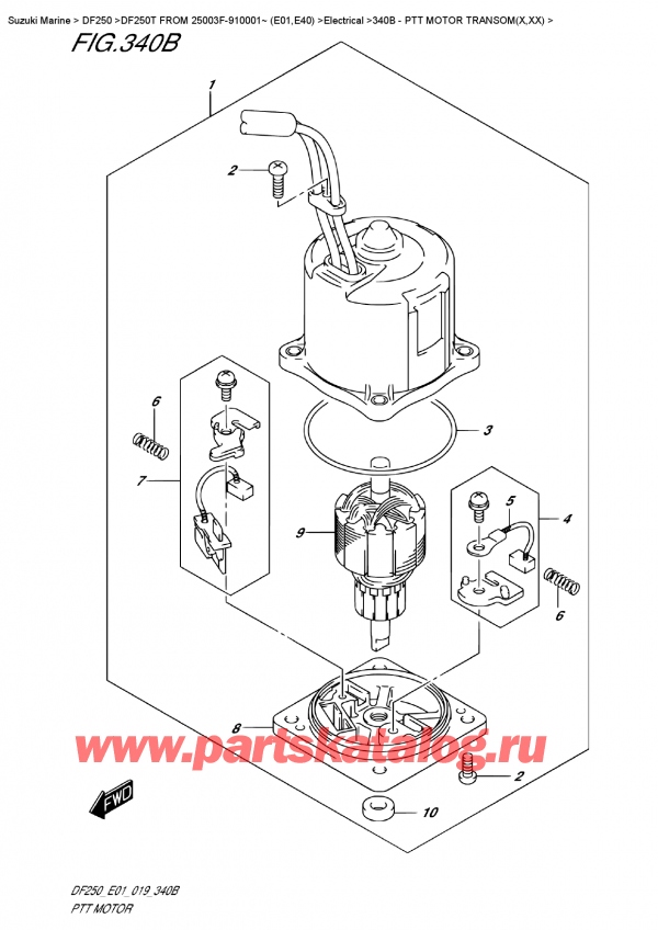  ,   , Suzuki DF250T X / XX FROM 25003F-910001~ (E01)  2019 , Ptt  Motor  Transom(X,xx)