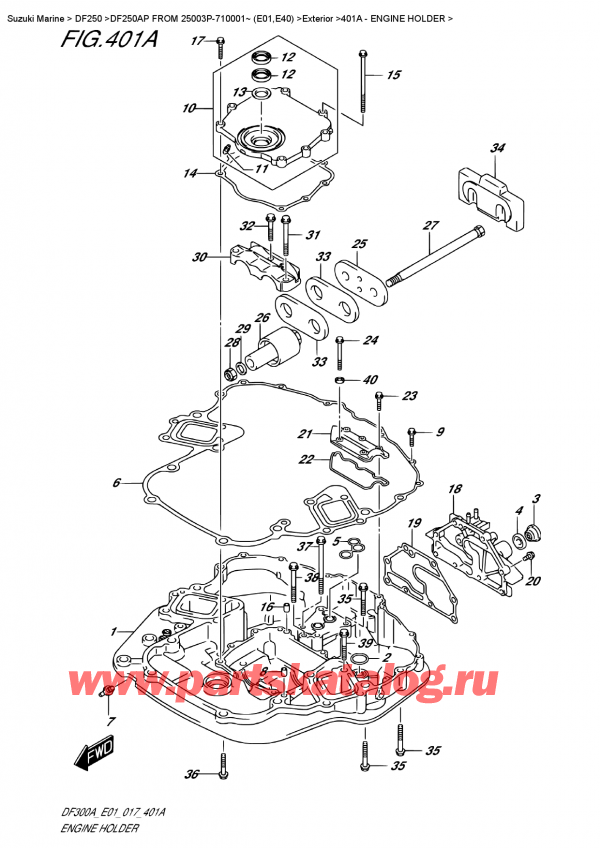 ,   , Suzuki DF250AP X / XX FROM 25003P-710001~ (E01)  2017 , Engine Holder