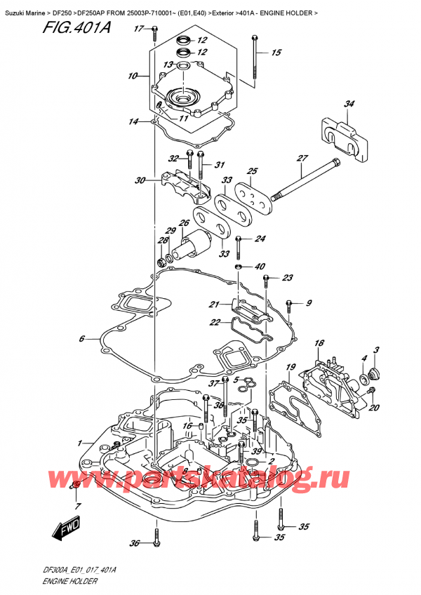  ,  , Suzuki DF250AP X / XX FROM 25003P-710001~ (E01), Engine Holder -  