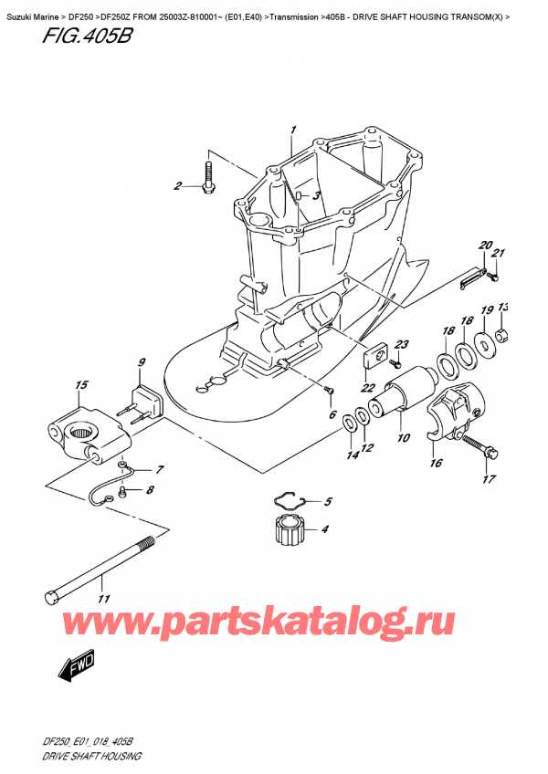 ��������, �� �������� �����, Suzuki DF250Z X / XX FROM 25003Z-810001~ (E01), Drive Shaft  Housing  Transom(X)