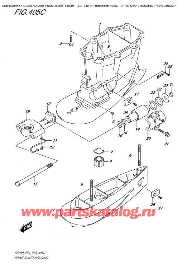 ,   , Suzuki DF250T X / XX FROM 25003F-810001~ (E01)  2018 ,    Transom (Xx)
