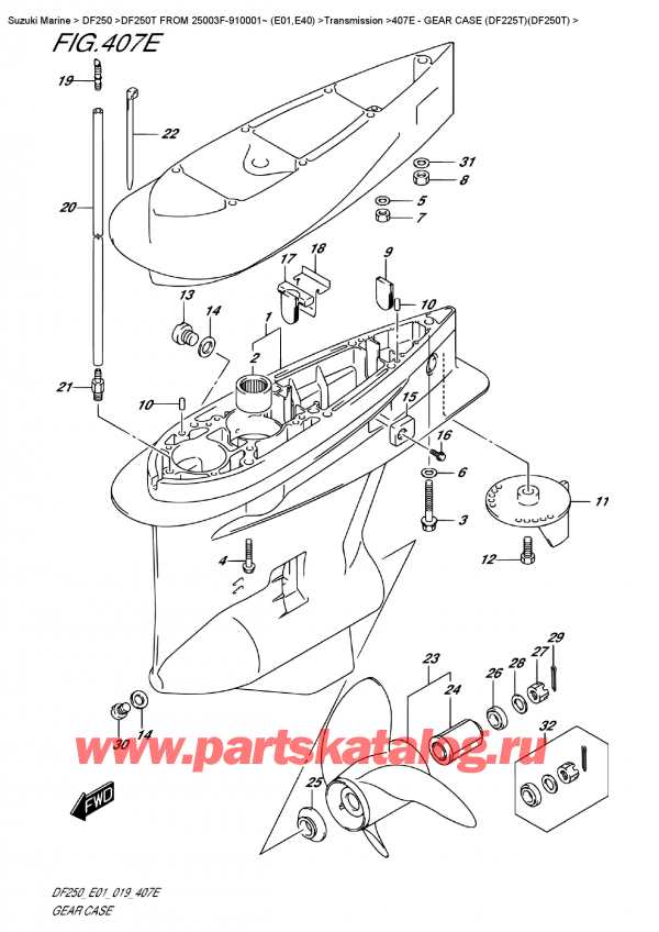  ,   , Suzuki DF250T X / XX FROM 25003F-910001~ (E01),    (Df225T) (Df250T) - Gear Case (Df225T)(Df250T)