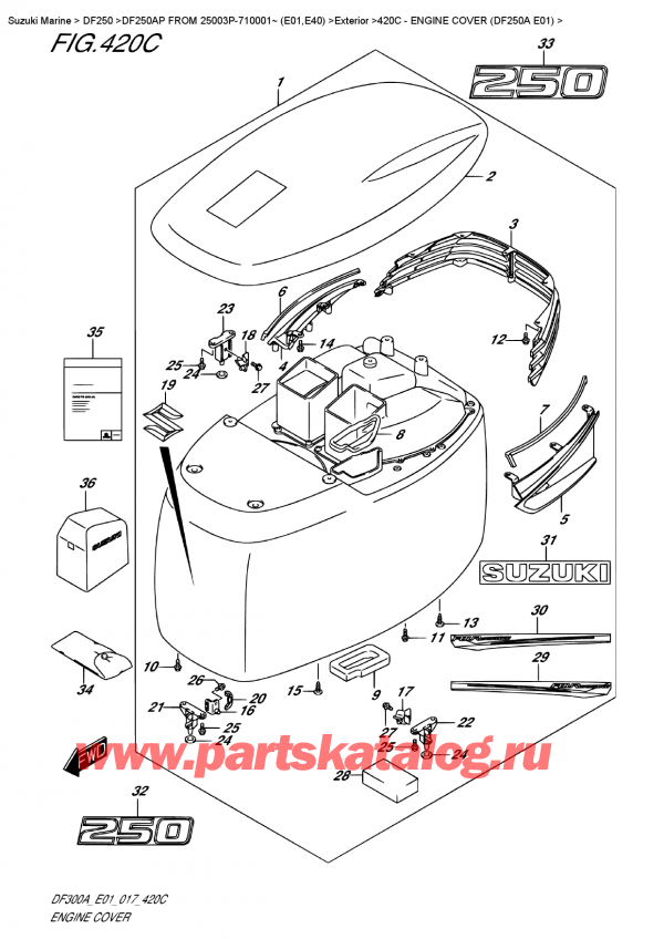  ,   , Suzuki DF250AP X / XX FROM 25003P-710001~ (E01), Engine Cover  (Df250A  E01)