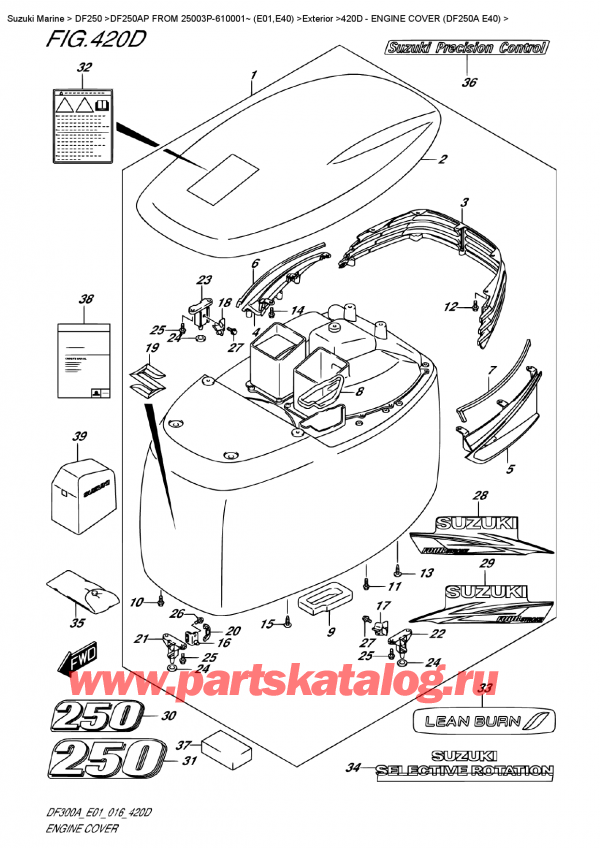  ,    , Suzuki DF250AP L/X FROM 25003P-610001~ (E01)    2016 , Engine Cover (Df250A E40)