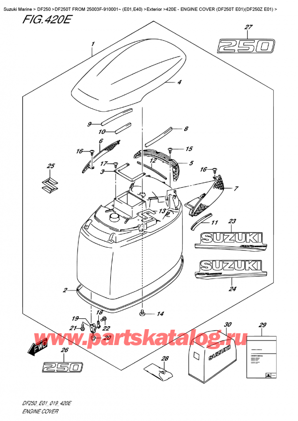  ,    , Suzuki DF250T X / XX FROM 25003F-910001~ (E01),   () (Df250T E01) (Df250Z E01)