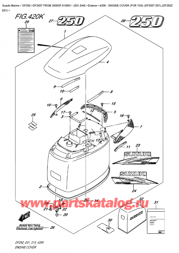   ,   , Suzuki DF250T X/XX FROM 25003F-510001~ (E01)  2015 ,   () (   ) (Df250T E01), (Df250Z E01)