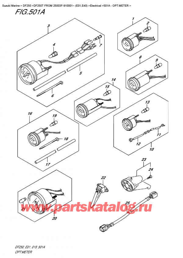  ,   , Suzuki DF250T X / XX FROM 25003F-910001~ (E01)  2019 , Opt:meter