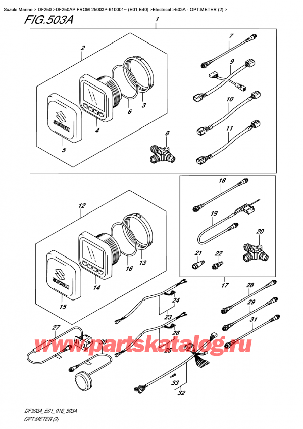  ,   , Suzuki DF250AP L/X FROM 25003P-610001~ (E01)  , Opt:meter (2)