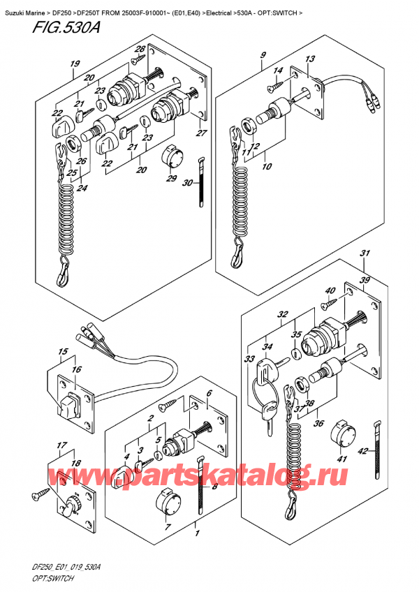   , , Suzuki DF250T X / XX FROM 25003F-910001~ (E01), :  / Opt:switch