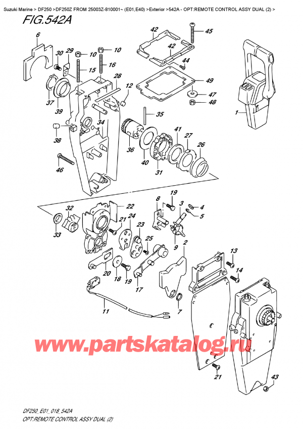 ,    , Suzuki DF250Z X / XX FROM 25003Z-810001~ (E01), Opt:remote  Control  Assy  Dual  (2) - :     Dual (2)