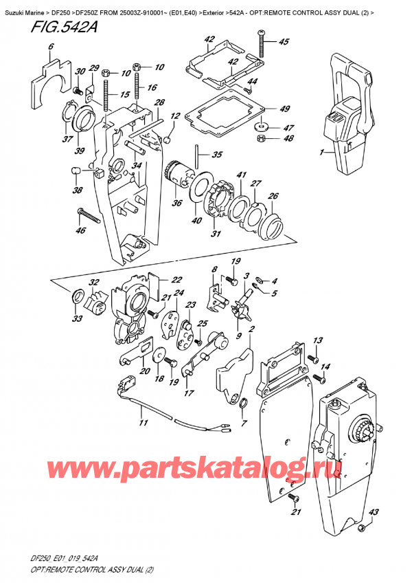����� ��������, �� ��������� ���������, Suzuki DF250Z X / XX FROM 25003Z-910001~ (E0), Opt:remote  Control  Assy  Dual  (2)