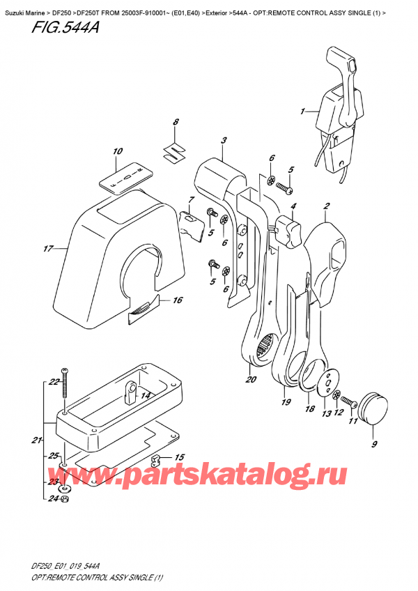  ,   , Suzuki DF250T X / XX FROM 25003F-910001~ (E01)  2019 , Opt:remote  Control  Assy  Single  (1)
