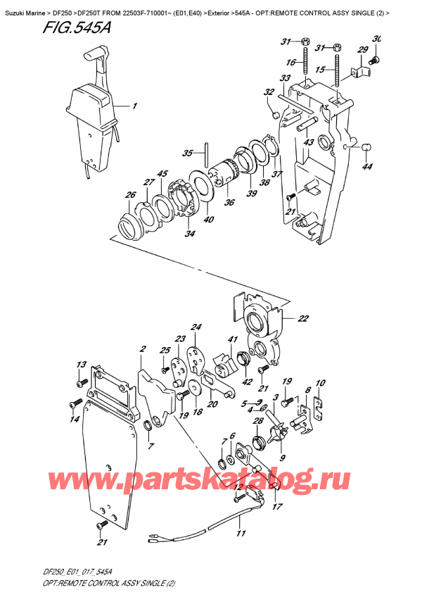 ,   , Suzuki DF250T X/XX FROM 25003F-710001~ (E01),    ,  (2) / Opt:remote  Control  Assy  Single  (2)