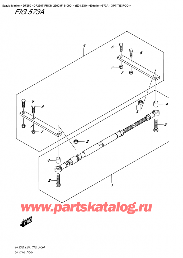 ������������ ��������, �� ��������� ���������, Suzuki DF250T X / XX FROM 25003F-810001~ (E01) ������ 2018 ����, Opt:tie Rod