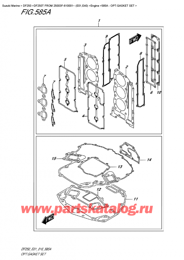 ,   , Suzuki DF250T X / XX FROM 25003F-610001~ (E01) , :   / Opt:gasket  Set