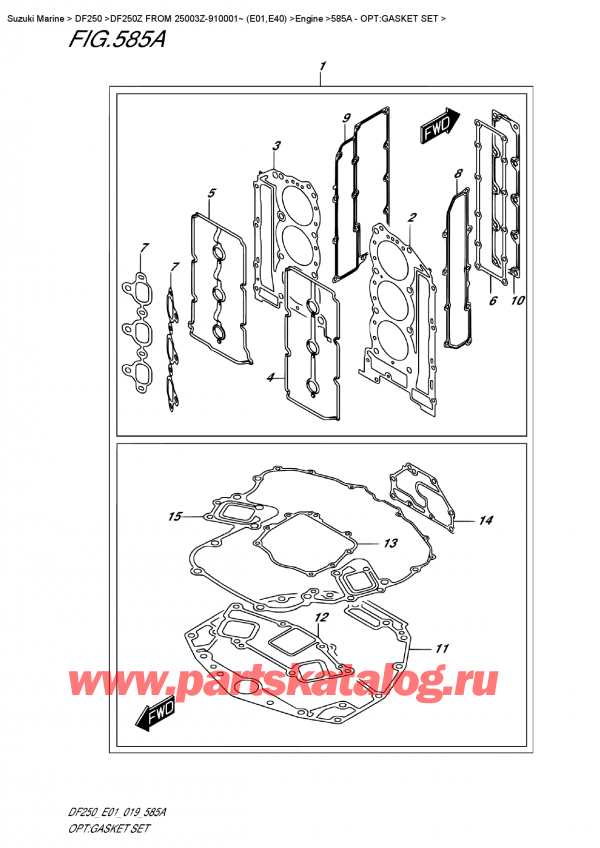  ,    , Suzuki DF250Z X / XX FROM 25003Z-910001~ (E0)  2019 , Opt:gasket  Set