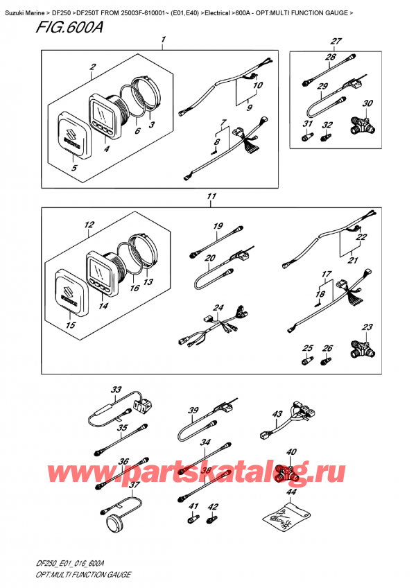  ,   , Suzuki DF250T X / XX FROM 25003F-610001~ (E01) , : multi Function Gauge