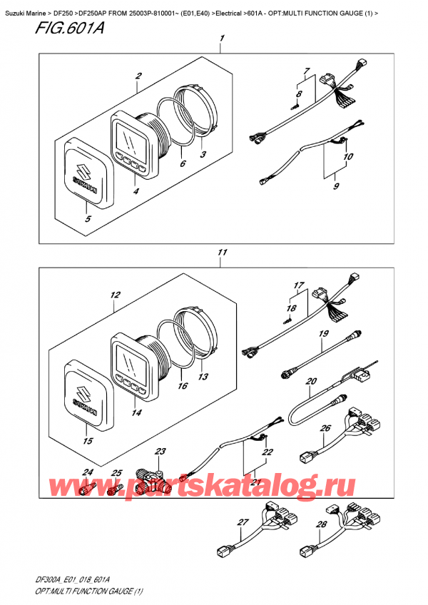 ,   , SUZUKI DF250AP X / XX FROM 25003P-810001~ (E01)  2018 , : multi Function Gauge (1)