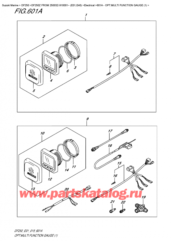 ��������� ��������, �� ��������� �������� �����, Suzuki DF250Z X / XX FROM 25003Z-910001~ (E0) ������ 2019 ����, �����: multi Function Gauge (1)