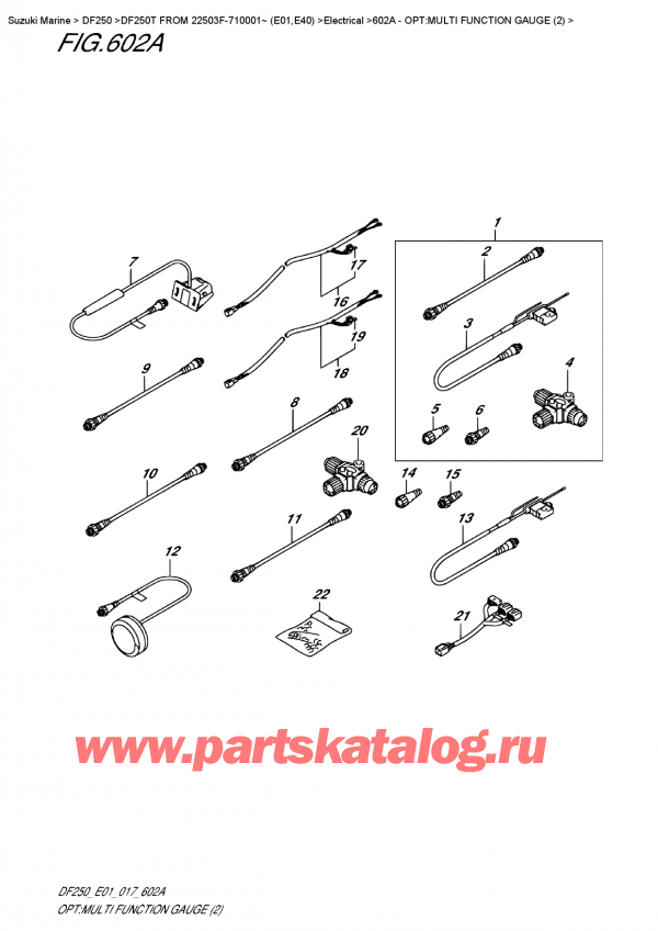 ��������� ��������, �� ��������� ���������, Suzuki DF250T X/XX FROM 25003F-710001~ (E01) ������ 2017 ����, �����: multi Function Gauge (2) / Opt:multi  Function  Gauge  (2)