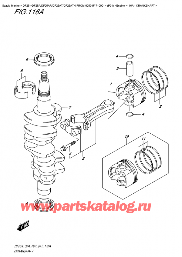 ������ ��������, �� ���������, Suzuki DF25A RS FROM 02504F-710001~ (P01)   ������ 2017 ����, Crankshaft