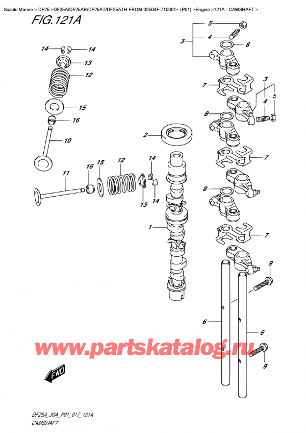  ,  , Suzuki DF25A S FROM 02504F-710001~ (P01)    2017 , Camshaft