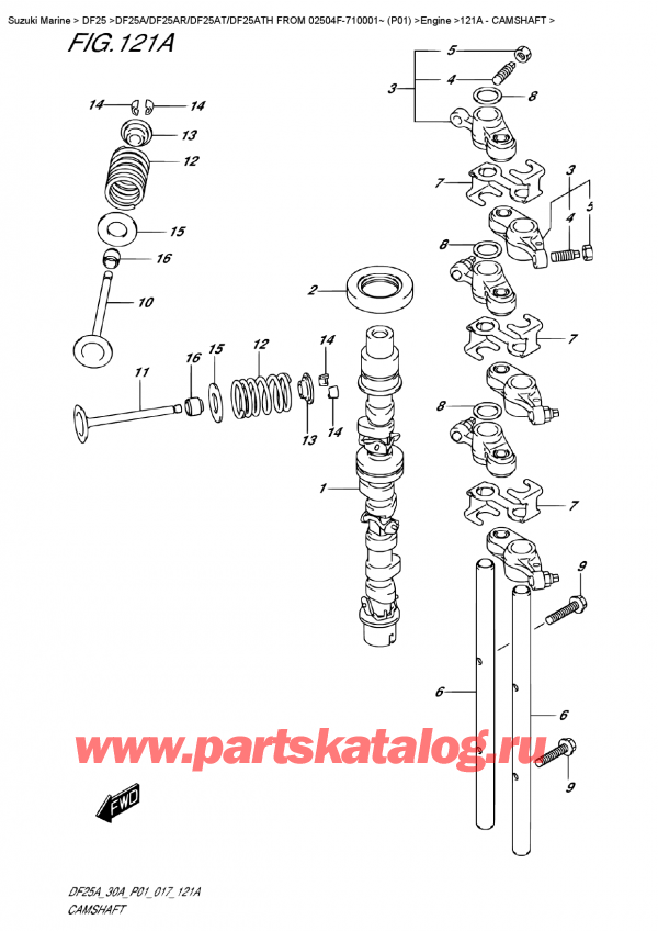  ,    , Suzuki DF25A S FROM 02504F-710001~ (P01)    2017 , Camshaft