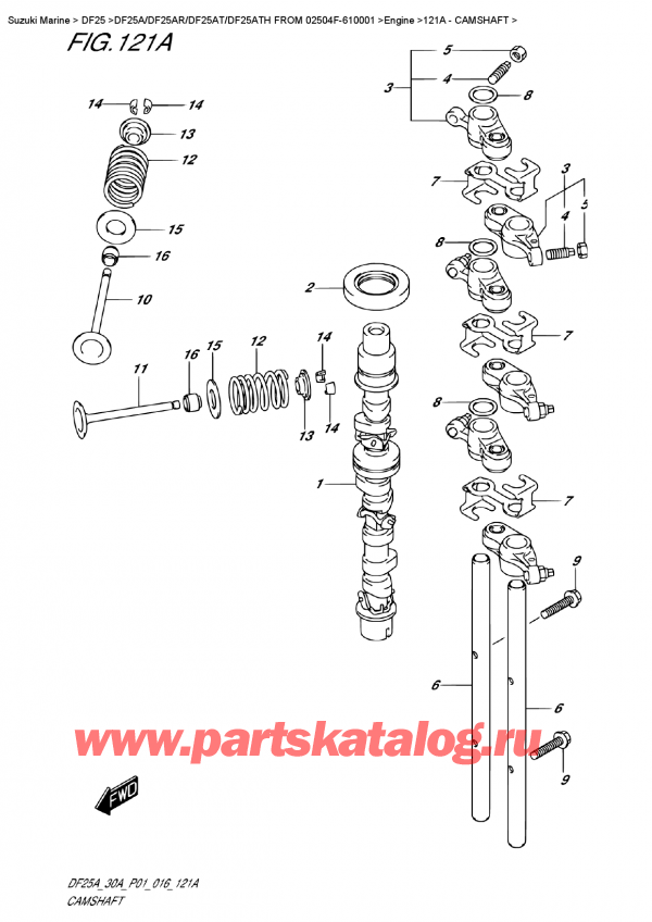   ,    , SUZUKI DF25A S/L FROM 02504F-610001    2016 , Camshaft /  