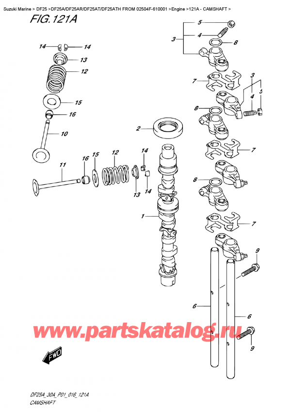 ������������ ��������, �� ��������� ���������, Suzuki DF25AR S/L FROM 02504F-610001  , Camshaft