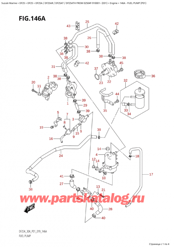 ������������ ��������, , Suzuki Suzuki DF25A S / L FROM 02504F-910001~ (E01 019) ������ 2019 ����, Fuel Pump (P01)