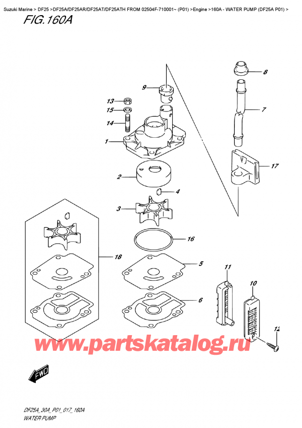 ,   , SUZUKI DF25A S FROM 02504F-710001~ (P01)    2017 , Water  Pump  (Df25A  P01)