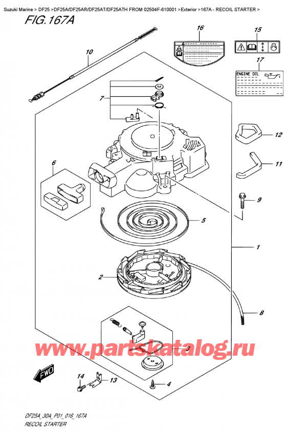  ,   , Suzuki DF25A S/L FROM 02504F-610001  , Recoil Starter