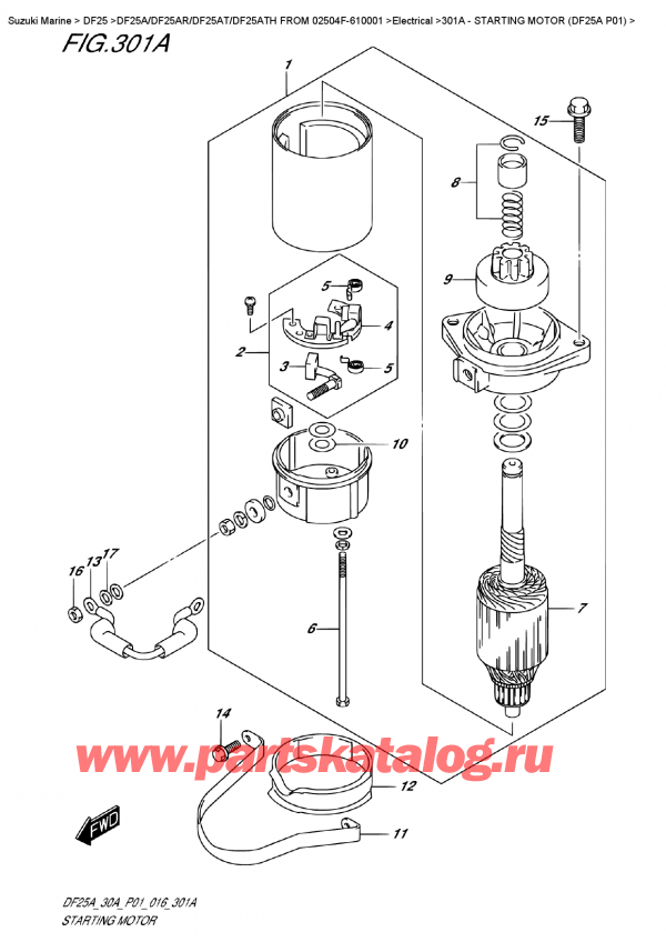  ,   , SUZUKI DF25A S/L FROM 02504F-610001  , Starting  Motor  (Df25A  P01) -   (Df25A P01)