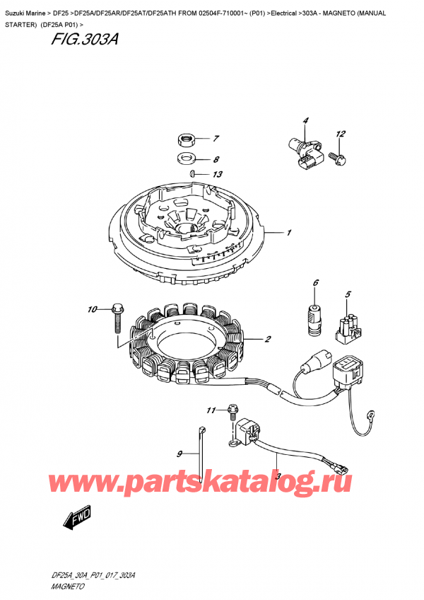  ,   , Suzuki DF25A S FROM 02504F-710001~ (P01)    2017 ,  ( ) (Df25A P01)