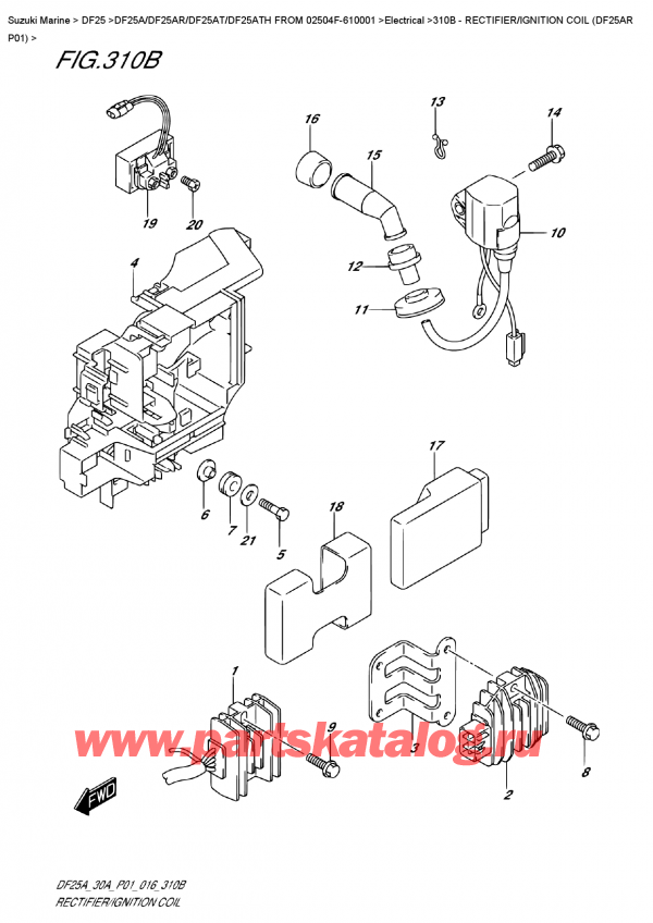   ,   , Suzuki DF25AR S/L FROM 02504F-610001  ,  /   (Df25Ar P01) / Rectifier/ignition  Coil  (Df25Ar  P01)