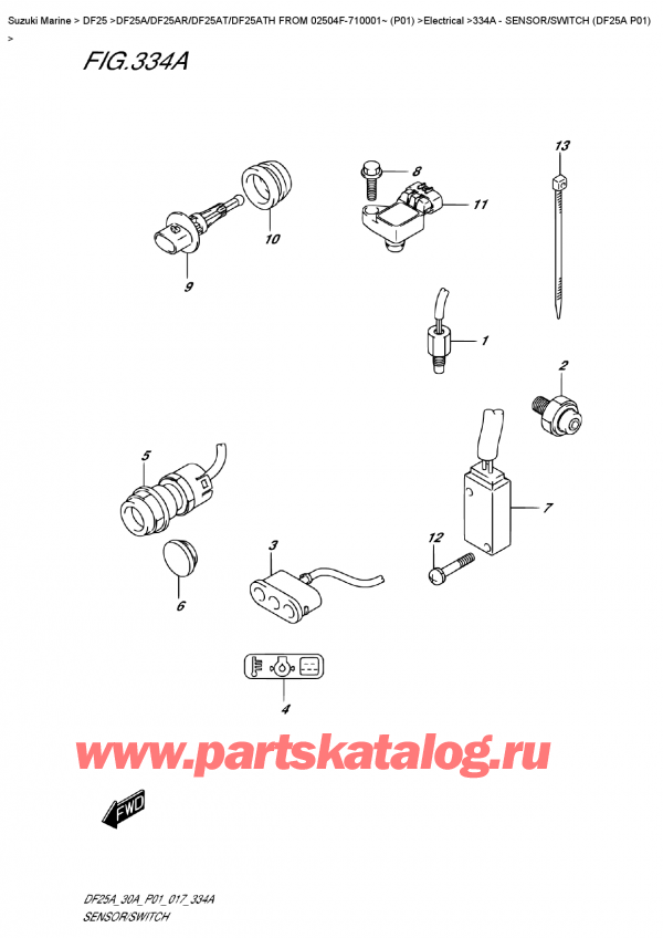  ,   , Suzuki DF25A S FROM 02504F-710001~ (P01)    2017 , Sensor/switch  (Df25A  P01)