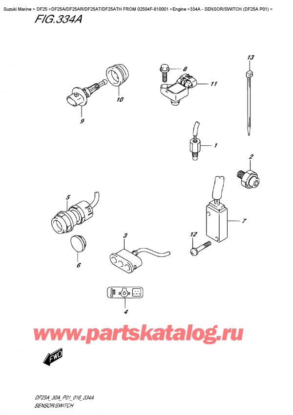  ,   ,  DF25A S/L FROM 02504F-610001  ,    (Df25A P01) - Sensor/switch  (Df25A  P01)