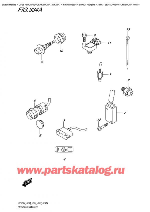   ,    , Suzuki DF25A S/L FROM 02504F-610001    2016 , Sensor/switch  (Df25A  P01)