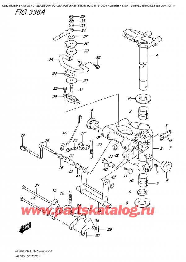   ,  , Suzuki DF25A S/L FROM 02504F-610001  , Swivel  Bracket  (Df25A  P01)